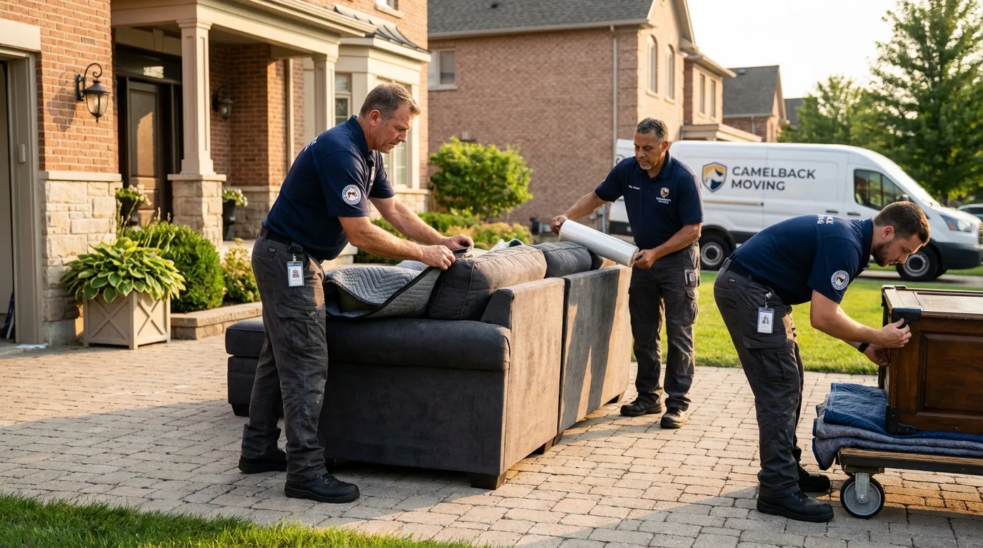 Large estate moving crew wrapping furniture in Sausalito, CA